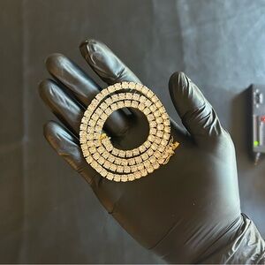 Moissanite Iced Out Tennis Chain Gold  5mm 22 Inches Brand New VVS1 No Pass Tsst